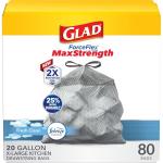 Glad ForceFlex 20 Gallon Kitchen Trash Bags, 80 Ct