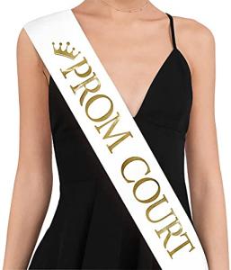 Prom Court Sash Set - 2 White & Gold