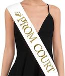 Prom Court Sash Set - 2 White & Gold