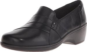 Clarks Women's Black Leather Slip-On Loafer