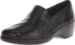 Clarks Women's Black Leather Slip-On Loafer