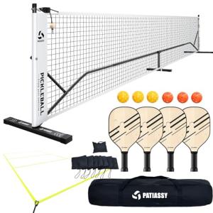 Patiassy Portable Pickleball Net Set with Paddles