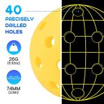 Geekman 40 Holes Durable Outdoor Pickleball Balls 12-Pack