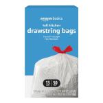 Amazon Basics 13 Gallon Drawstring Trash Bags, 50 Count