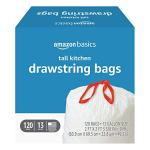 Tall Kitchen Drawstring Trash Bags, 13 Gallon, 120 Count