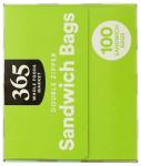 Double Zipper Sandwich Bags, 100 Count