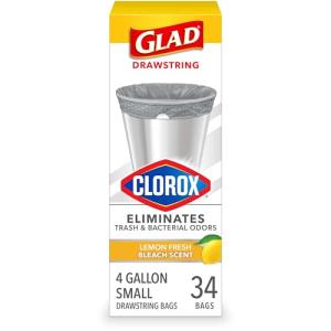 Lemon Fresh Drawstring Trash Bags, 4 Gal, 34 Ct