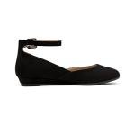 Stylish Black Suede Women’s Ankle Strap Flats