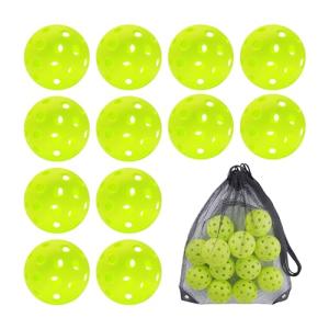 Sukeen 12 Pack Neon Green Outdoor Pickleballs