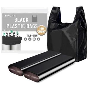Heavy Duty Black Grocery Bags - 100 Pack