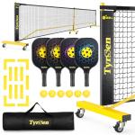 Portable Pickleball Net Set with Paddles & Balls