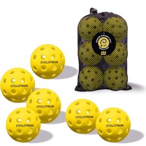 CYCLOTRON 6-Pack Premium Pickleball Balls - Yellow