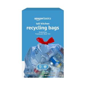 Amazon Basics 13 Gallon Unscented Trash Bags - 60 Count