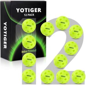YOTIGER Indoor High Bounce Pickleball Balls - 12 Pack
