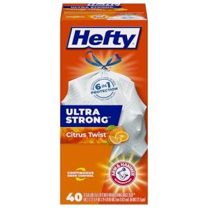13 Gallon Drawstring Trash Bags, Citrus Scent