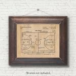 Pickleball Court Diagram Patent Print Wall Art