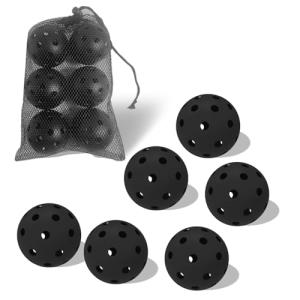 Spunspon 6 Pack Outdoor Pickleball Balls - Black