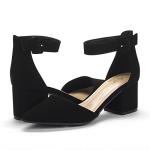 DREAM PAIRS Women's Low Heel Black Pump Shoes