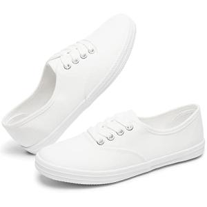 Women's Lightweight White Lace-Up Pickleball Sneakers