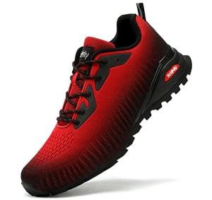 Men's Lightweight Breathable Pickleball Sneakers - Black Red