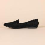 Black Microsuede Women's Loafer Flats, Size 6.5