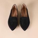 Black Microsuede Women's Loafer Flats, Size 6.5
