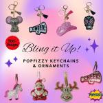 Bright Pink Pickleball Racket Keychain with Charms