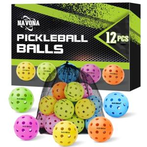 Navona 12-Pack Colorful Outdoor Pickleball Balls