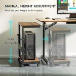 Height Adjustable Mobile PC Tower Stand with Wheels
