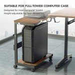 Height Adjustable Mobile PC Tower Stand with Wheels