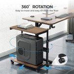 Height Adjustable Mobile PC Tower Stand with Wheels