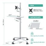 Adjustable Rolling Laptop Stand with Lockable Wheels