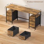 140cm Rustic Wood Computer Desk with Storage Drawers