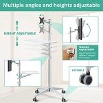Adjustable Rolling Laptop Stand with Lockable Wheels