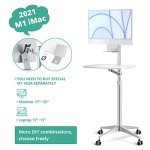 Adjustable Rolling Laptop Stand with Lockable Wheels