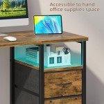 140cm Rustic Wood Computer Desk with Storage Drawers