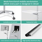 Adjustable Rolling Laptop Stand with Lockable Wheels