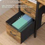 140cm Rustic Wood Computer Desk with Storage Drawers