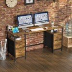 140cm Rustic Wood Computer Desk with Storage Drawers