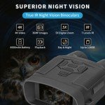 36MP 4K Night Vision Binoculars with 5x Zoom