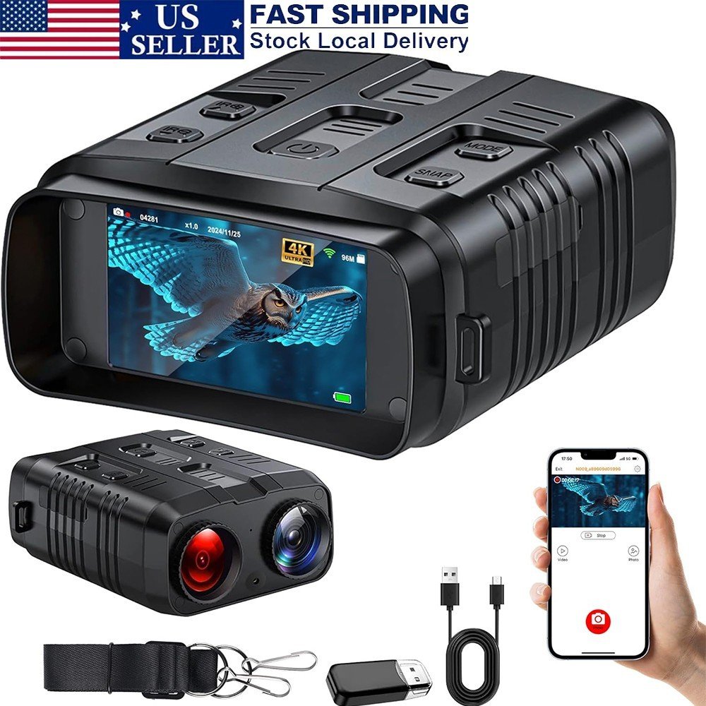 4K Night Vision Binoculars with 36MP Full Color