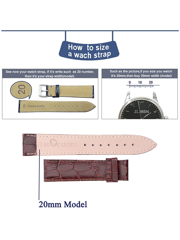 Qtymom Classic Leather Watch Band Strap 16-24mm