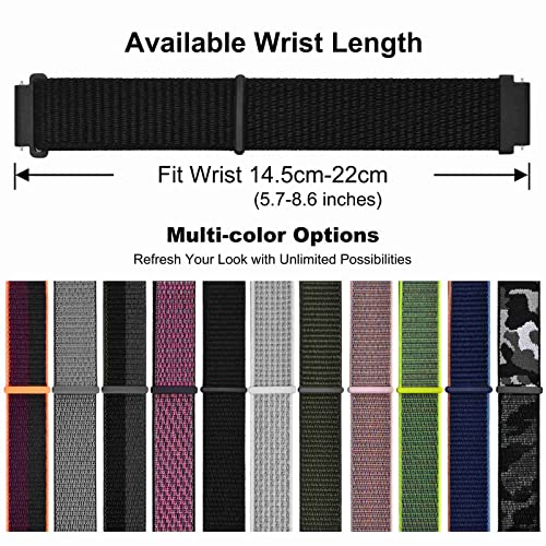 WOCCI 18mm Black Adjustable Nylon Watch Band