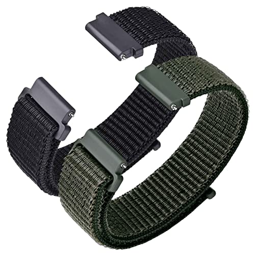 ANNEFIT 2-Pack Nylon Watch Straps, 20mm Adjustable