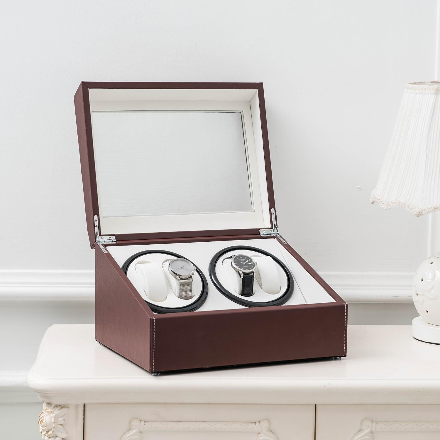 GoDecor Wood Watch Winder Display Box - Brown