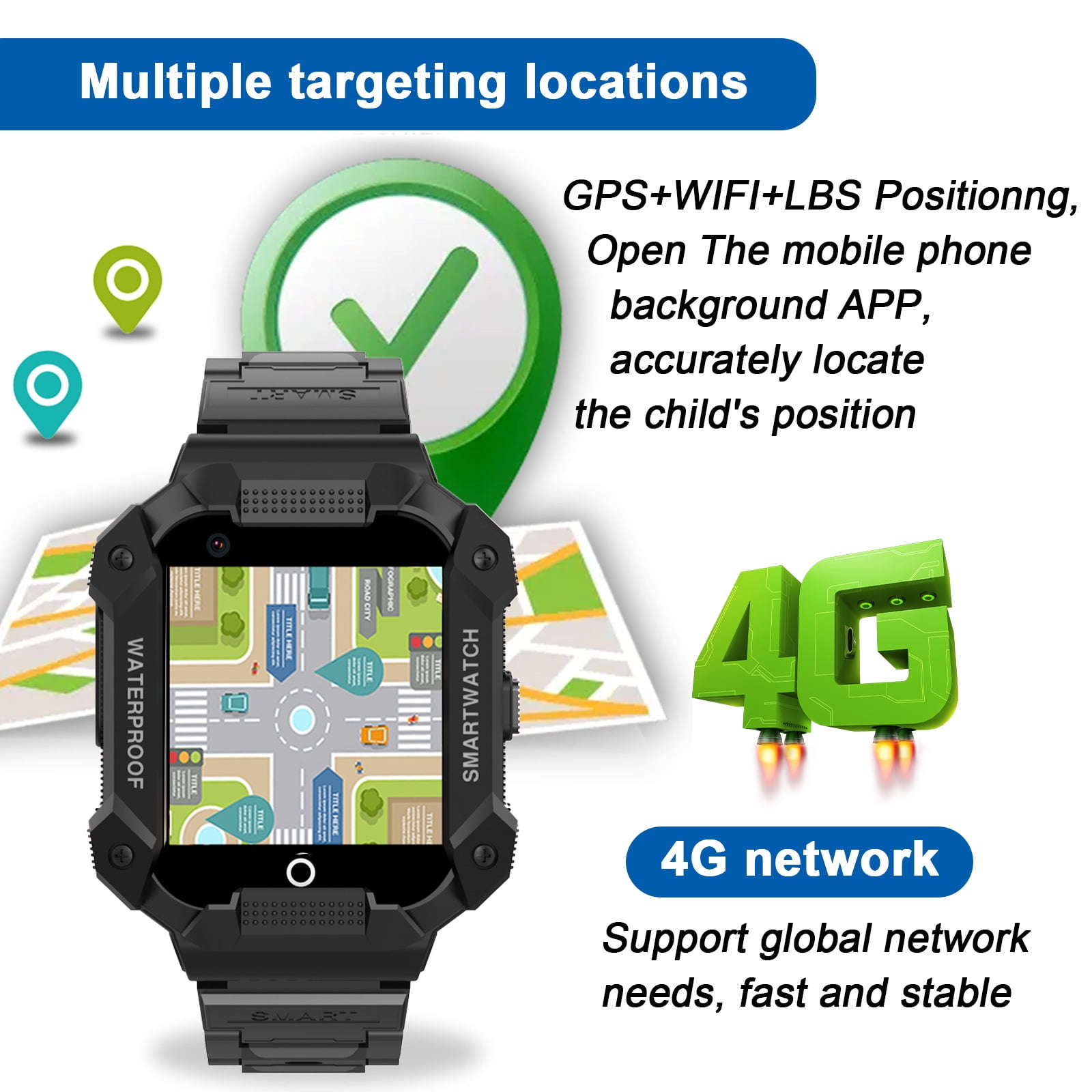 PTHTECHUS S07 Kids Smart Watch with GPS & 4G