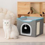 Cozy Foldable Cat Bed with Scratching Board