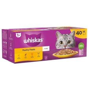 WHISKAS Adult Wet Cat Food Poultry Pack 40 Pouches