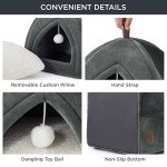 Cozy Hooded Cat Cave Bed - Dark Grey