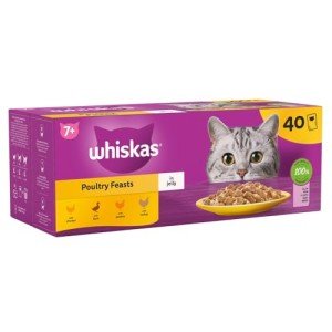 WHISKAS Senior Wet Cat Food Pouches - Poultry